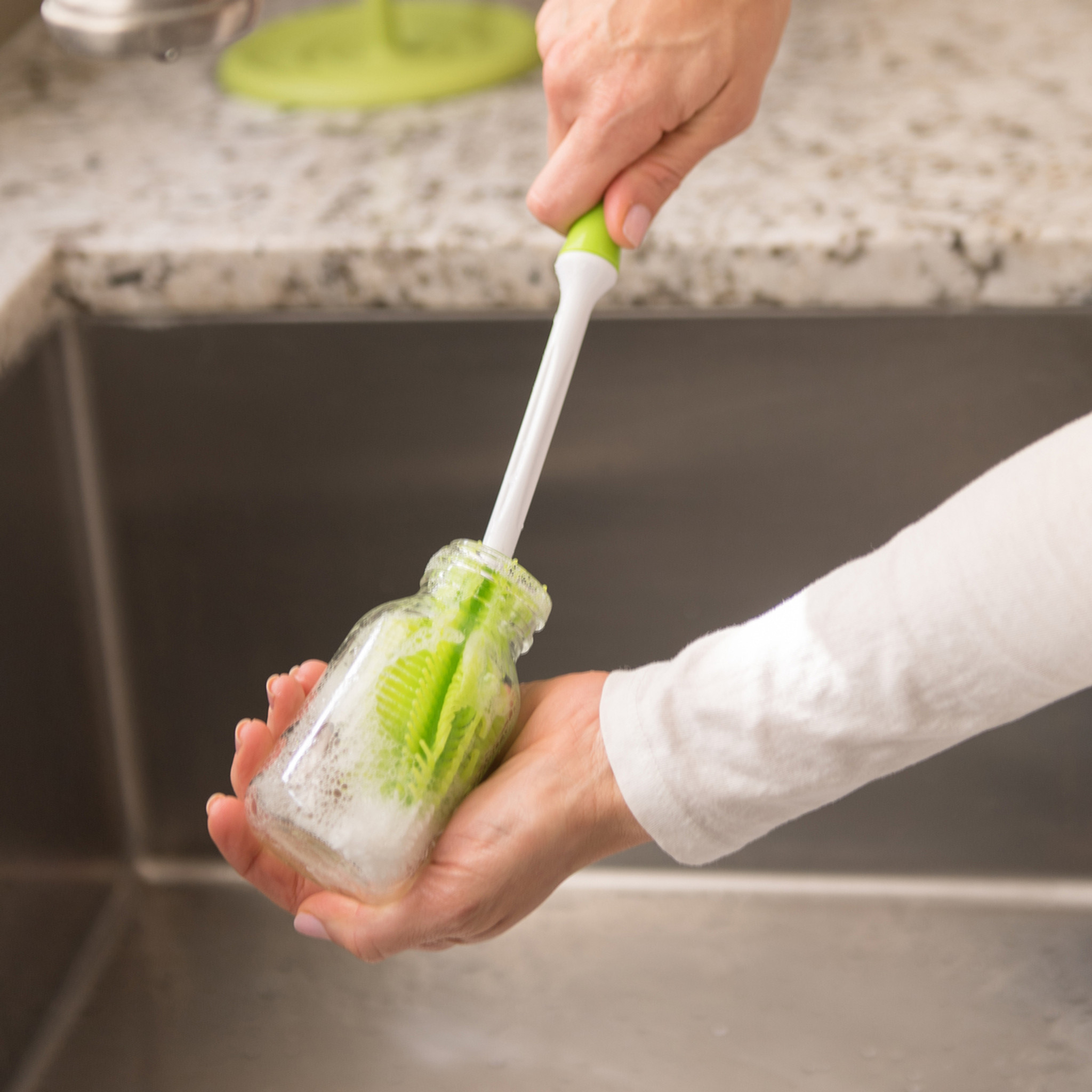 cup washing sponge glass bottle brush kitchen cleaning PVC