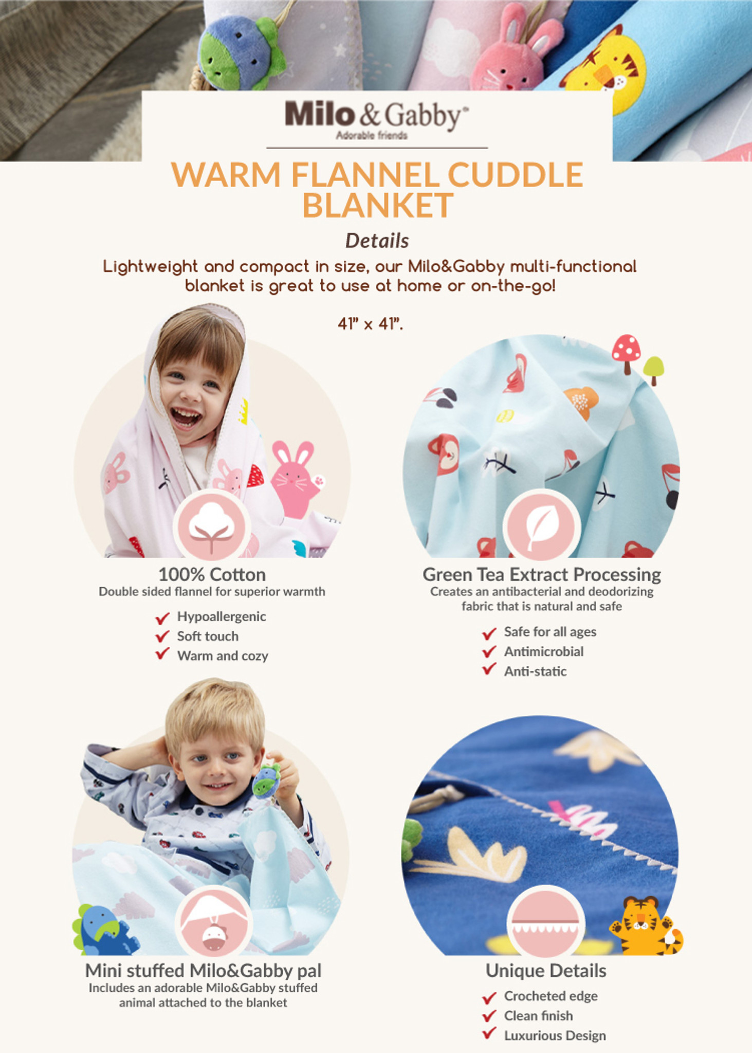 Double Side Flannel Fleece Fabric Plush Fur Cuddle Baby Blanket