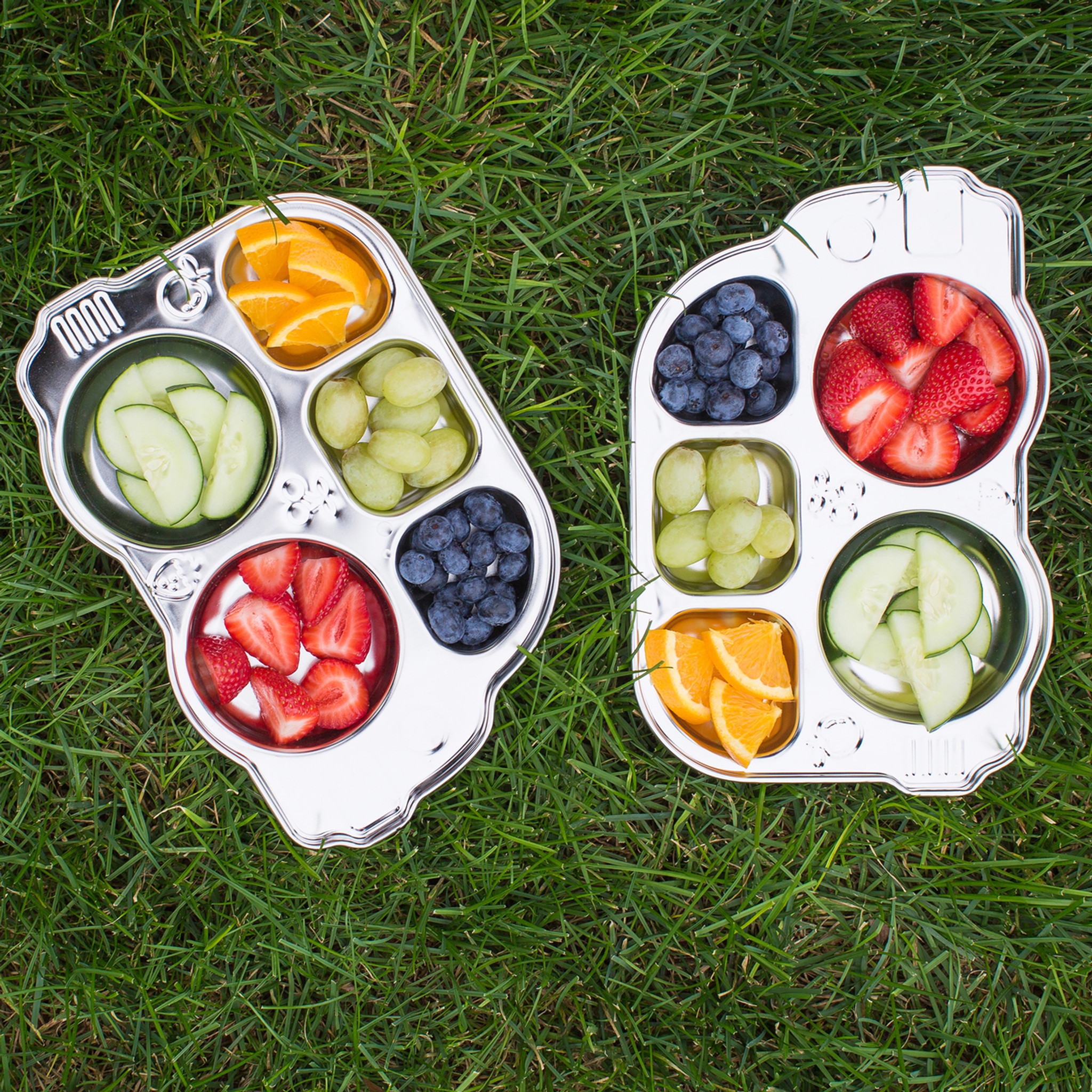 Divided Stainless Steel Car Shaped Food Snack Tray Plate For Infant Kids