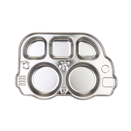 Din Din Smart Stainless Divided Platter, Stainless Steel Divided Plate for Babies, Toddlers and Kids, BPA free plate