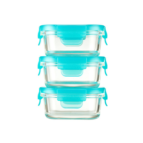 Preppin' SMART EZ Lock Glass Container - 3 Pack / Rectangle