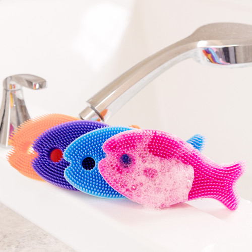Bathin' Smart Silicone Fish Antimicrobial Bath Scrub