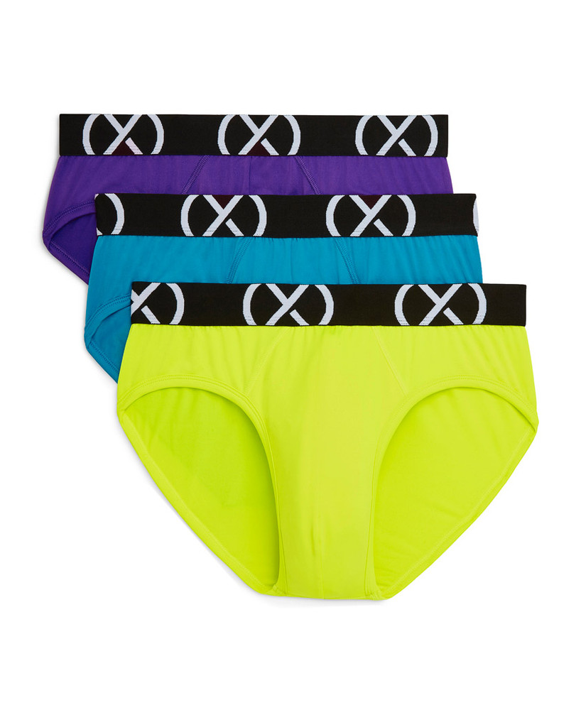 2(x)ist (X) Sport No Show Brief 3Pack Purple/Blue/Yellow