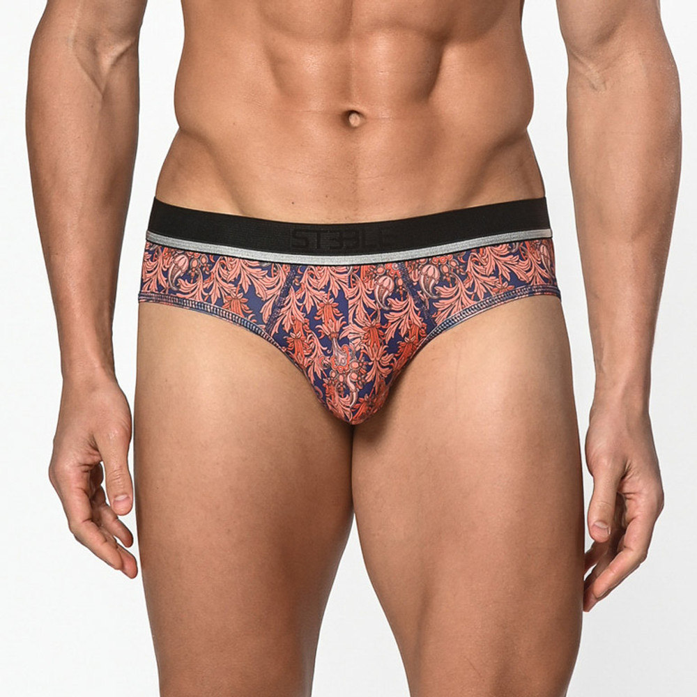 St33le - Microfiber Print Low Rise Brief - Sienna/Navy Paisley