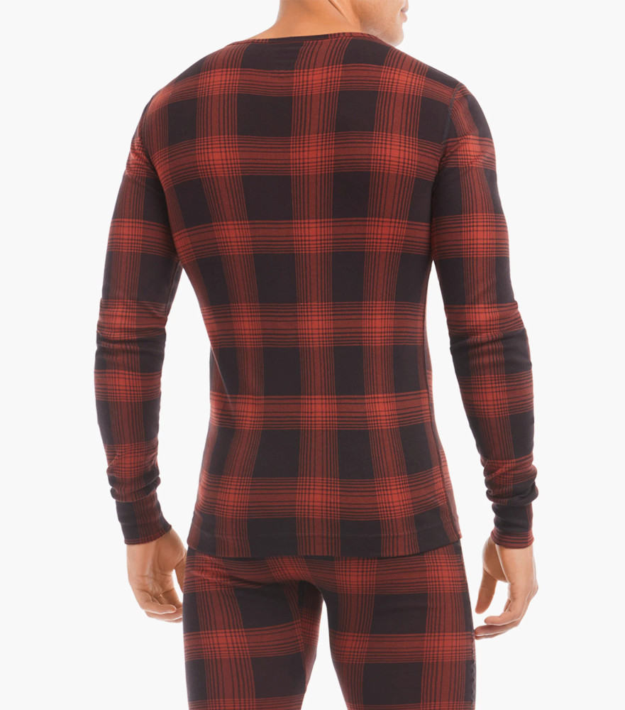 2(X)IST -  Essential Cotton Long Sleeve Henley - Red/Black Plaid