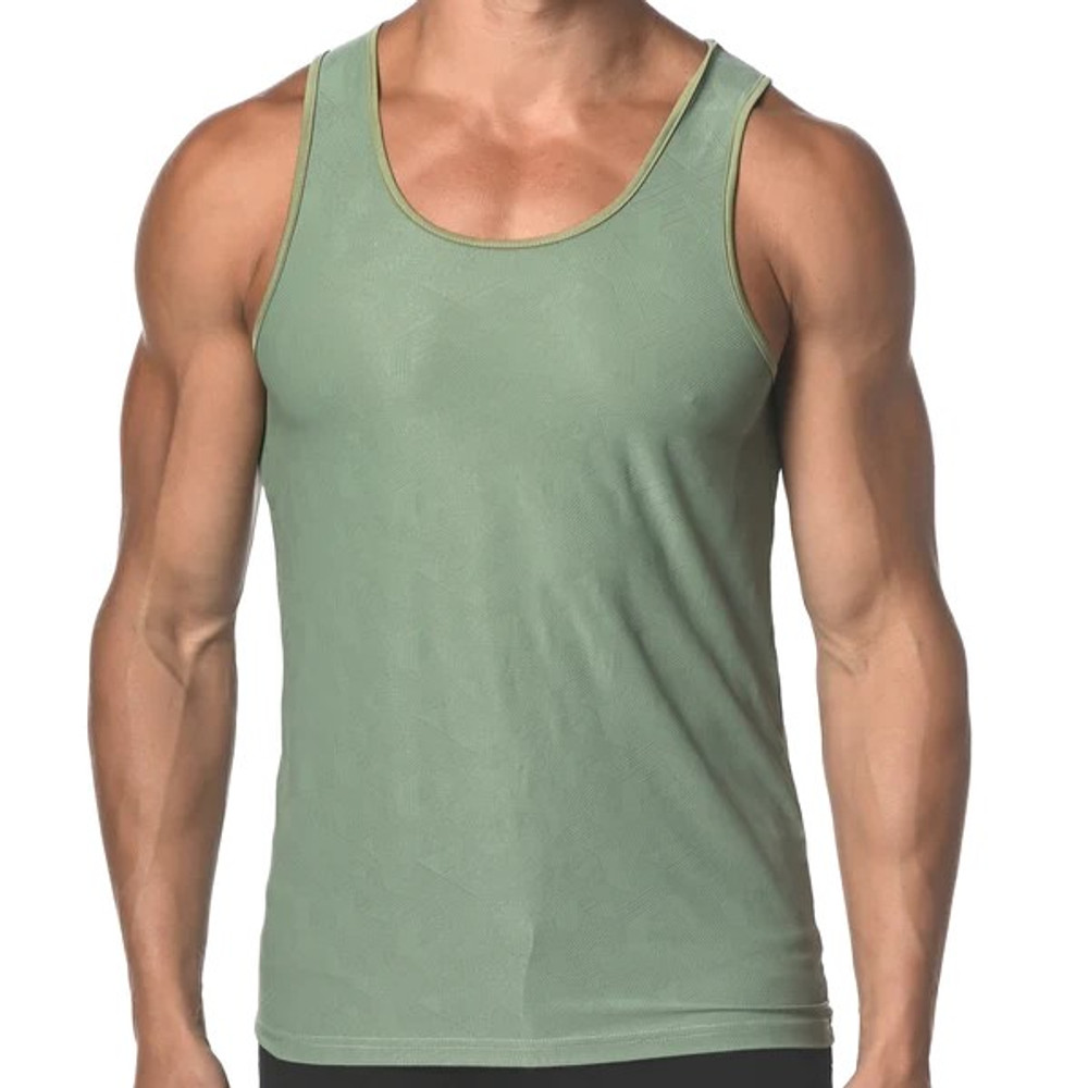 ST33LE - Crosshatch Stretch Mesh Tank Top - Seagrass