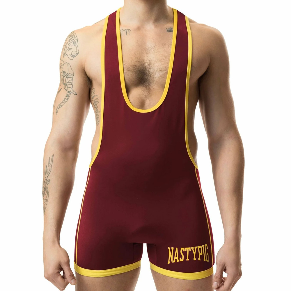 Nasty Pig - Rush Scooped Singlet - Burgundy/Goldenrod