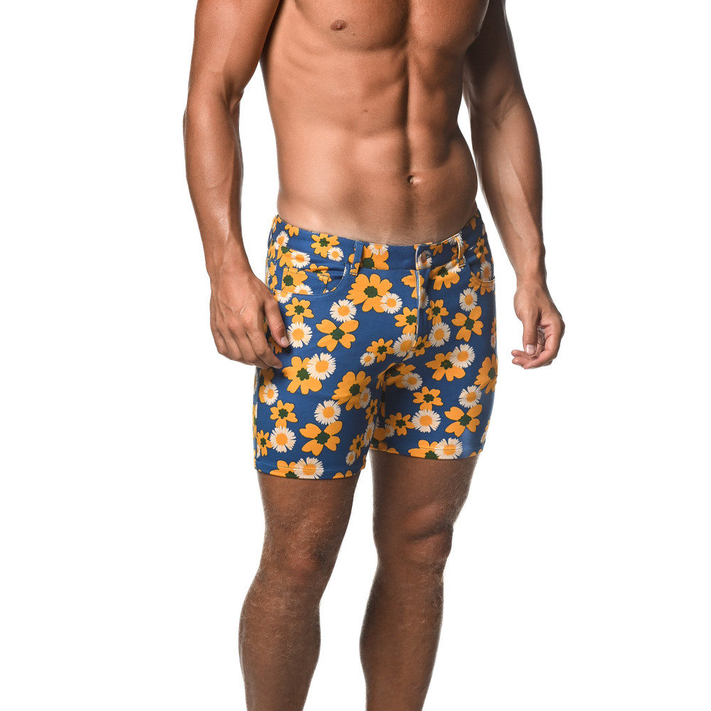 ST33LE - Limited Edition 5" Stretch Knit Shorts - Royal/Yellow Floral