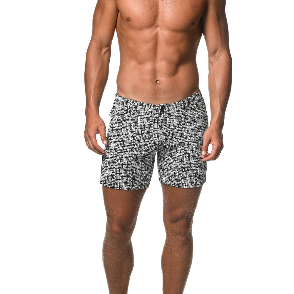 ST33LE - 5" Stretch Knit Shorts - Black/White Crackle