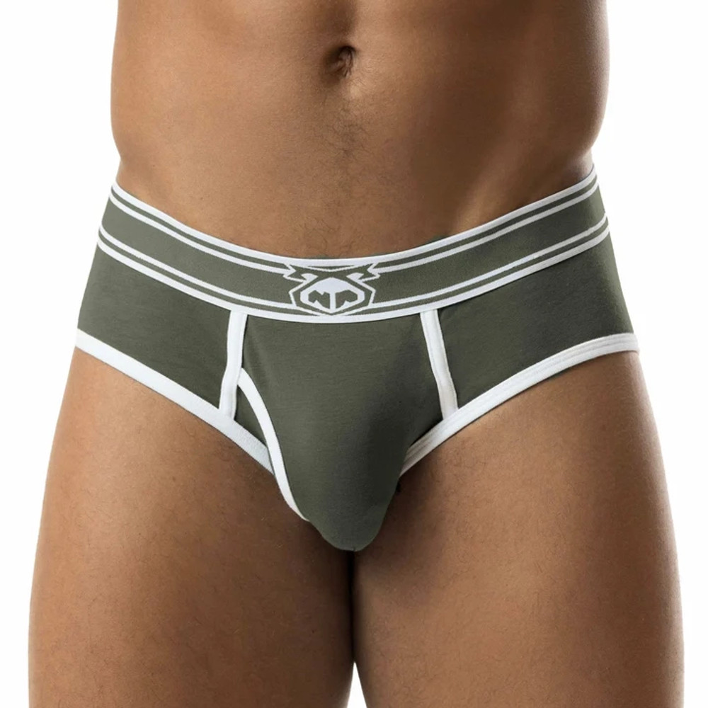 Nasty Pig - Core Y-Front Brief - Army Green/White