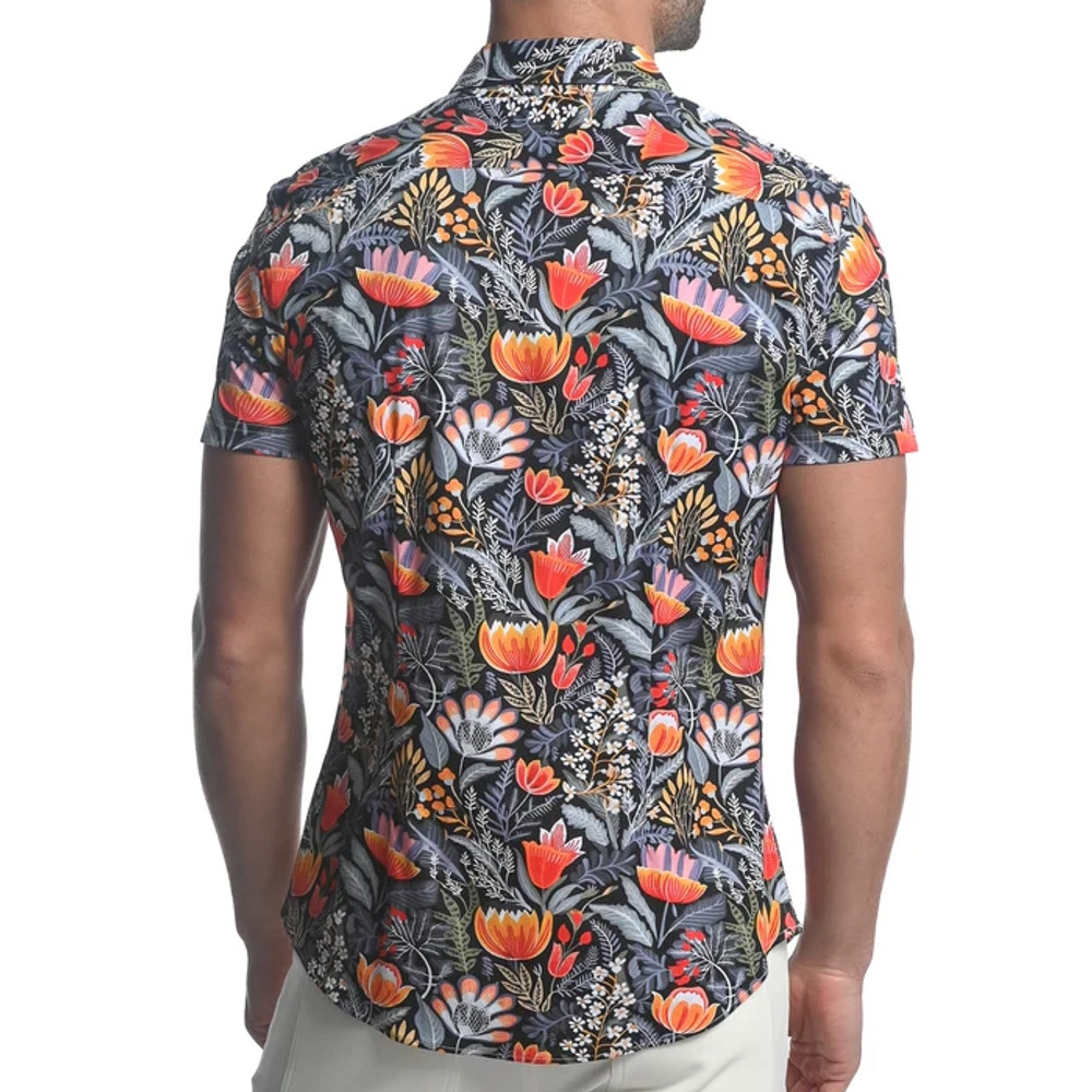ST33LE - Stretch Jersey Knit Short Sleeve Shirt - Midnight / Red Floral