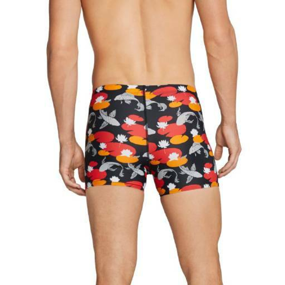 Speedo Square Leg Printed Fitted Trunk - Black/Red