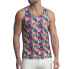 ST33LE - Printer Stretch mesh Tanktop -  Teal / Fuschia Tropics