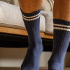 BillyBelt - Retro Cotton Crew Sock - Blue / White Stripe