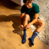 BillyBelt - Retro Cotton Crew Sock - Blue / White Stripe