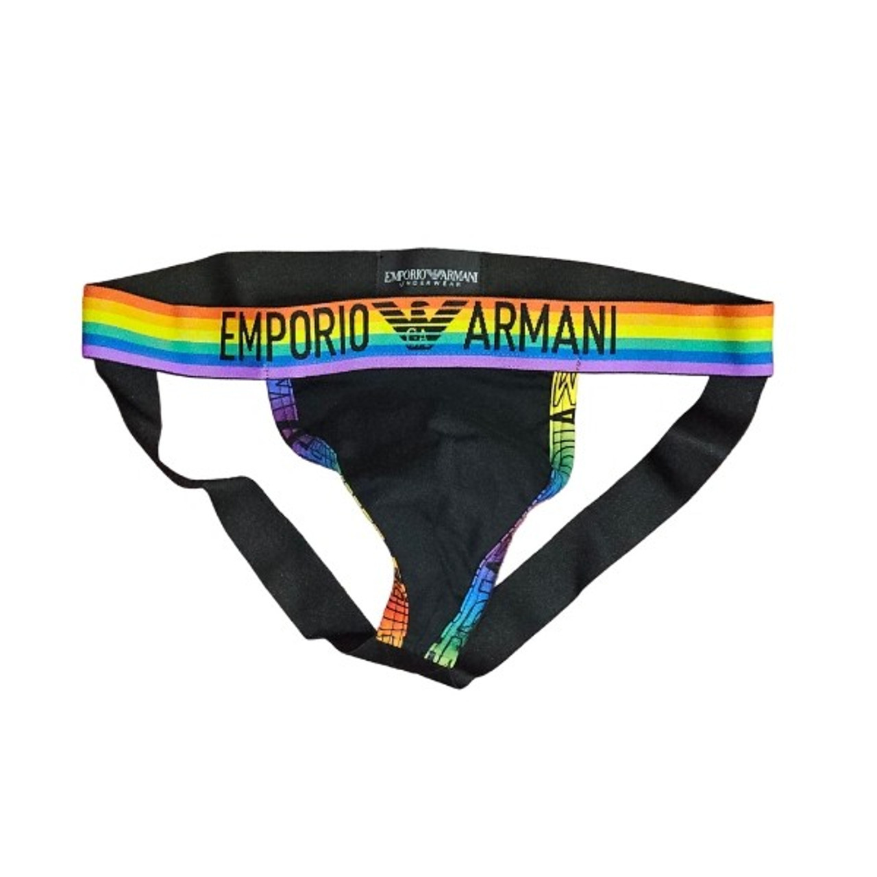 韓国*UMBRO■GT THONG Emporio Armani - Mega Logo Jockstrap - Black