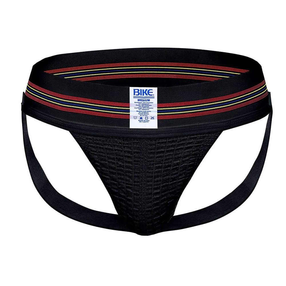 BIKE Men's Classic Jockstrap – Black Athletic Support With Snaps