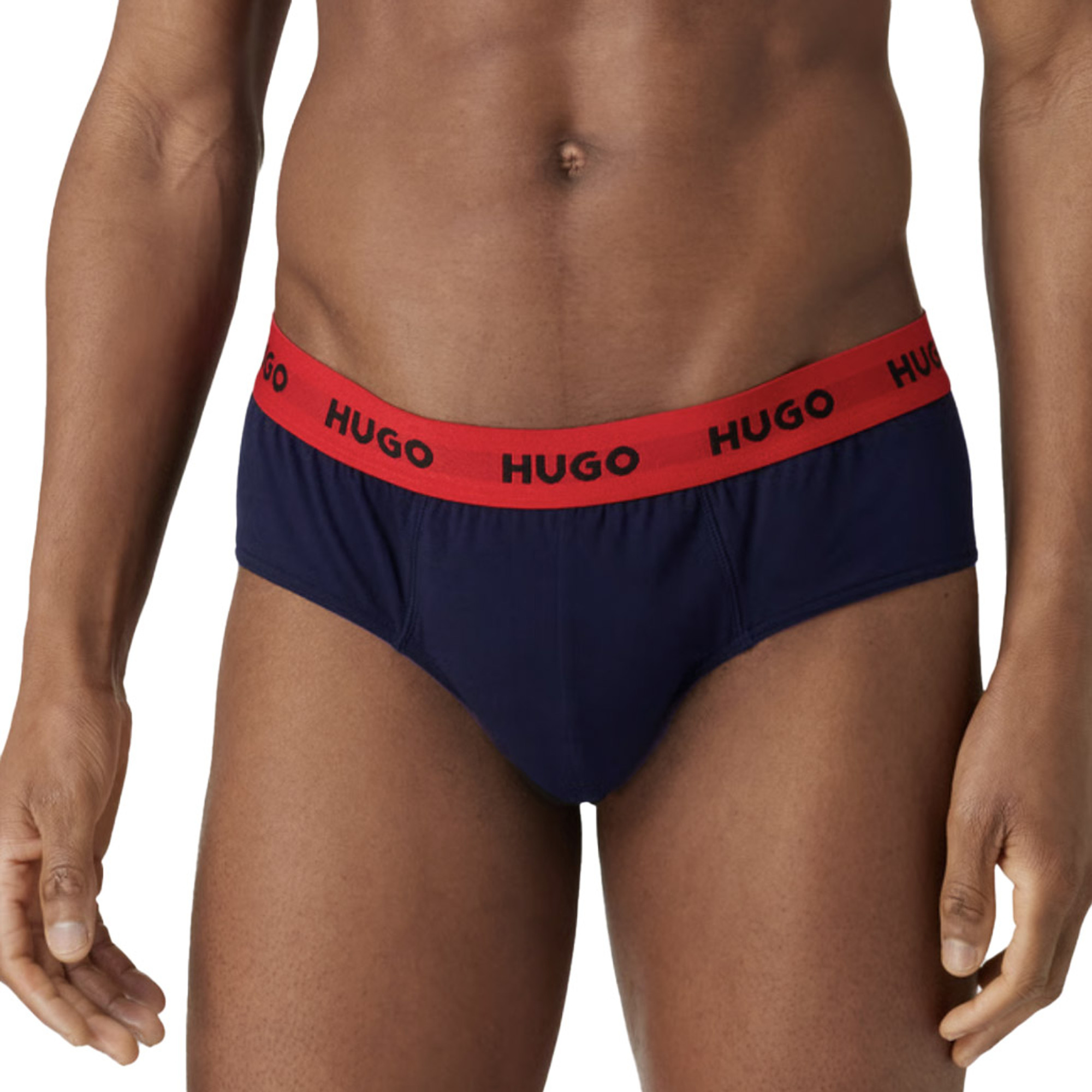 HUGO - Stretch-cotton briefs with red logo label