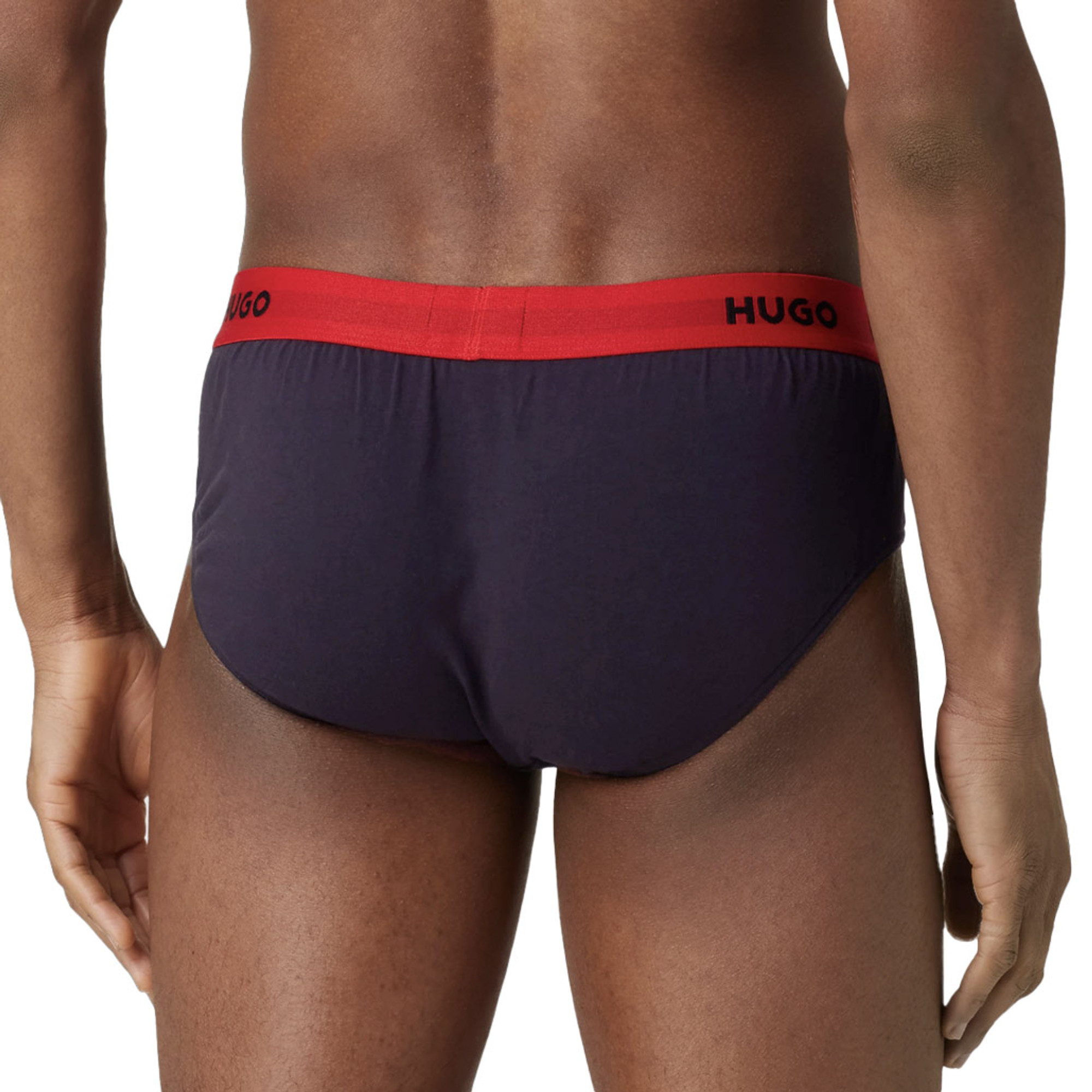 HUGO - Stretch-cotton briefs with red logo label