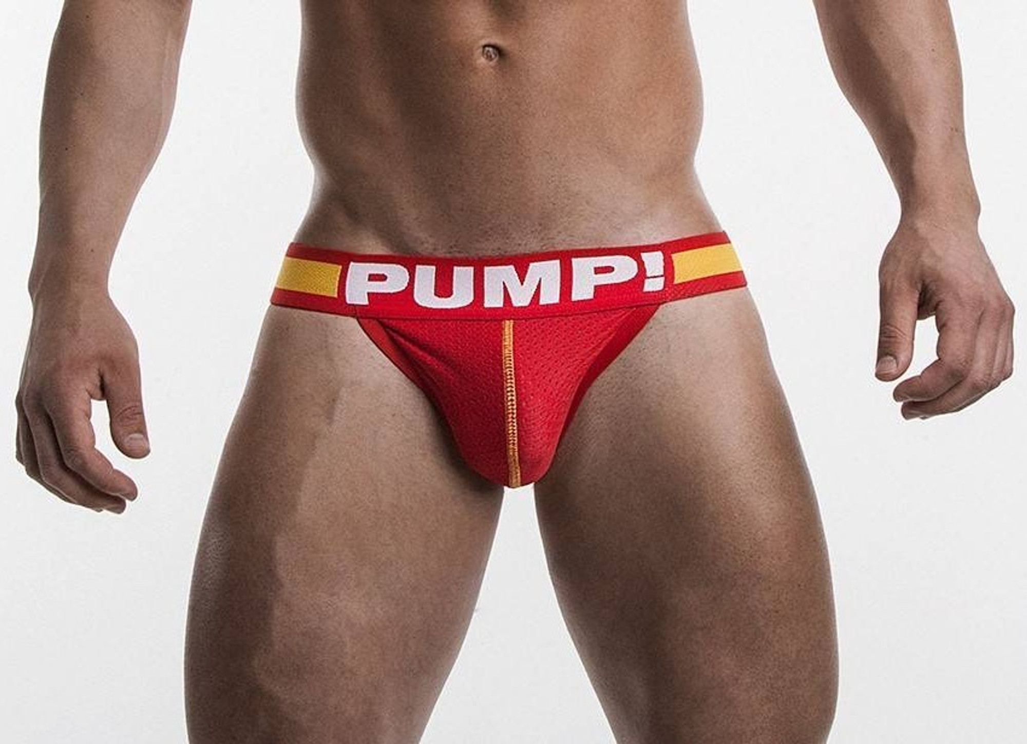 PUMP Varsity Low Rise Cotton Mesh Jockstrap Orange/Military Green 1504