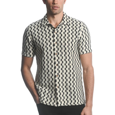 ST33LE - Knit Gossamer Short Sleeve Shirt - Black / White Checkers