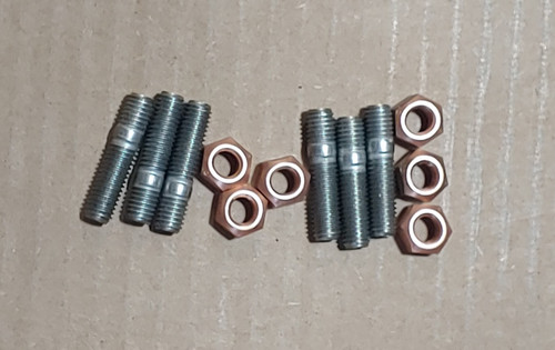 Full set of Grade 8.8 stainless exhaust pipe mounting studs and copper nuts (6)