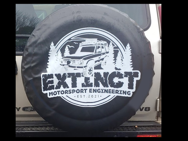 Extinct Motorsports Engineering B&W Logo tire cover