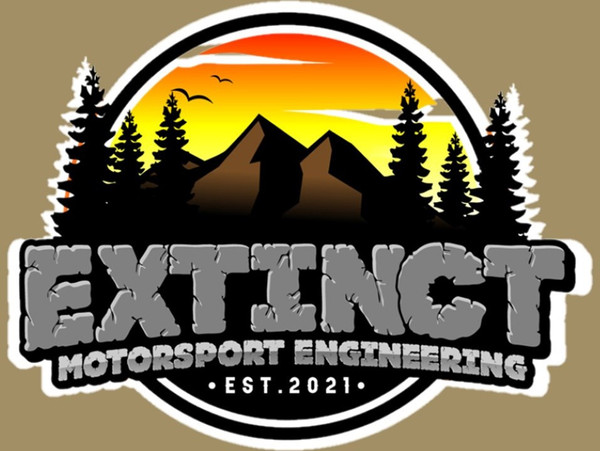 4" wide Extinct Motorsports Mountain Rock Letters  Window Decal