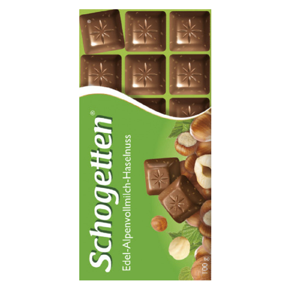 Schogetten Alpine Milk Chocolate Bar with Hazelnuts 100g