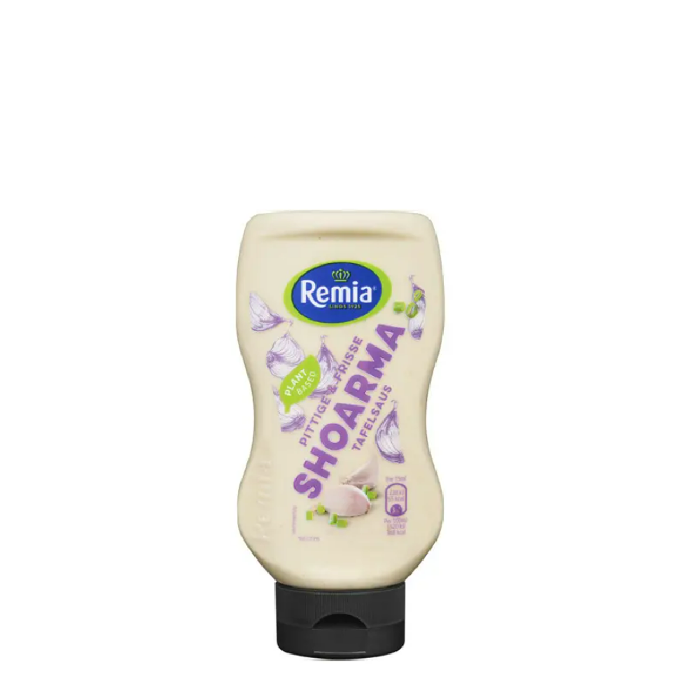 Remia Shoarma Sauce 300ml – creamy garlic sauce with shoarma spices in a squeeze bottle (EAN 8710448643111