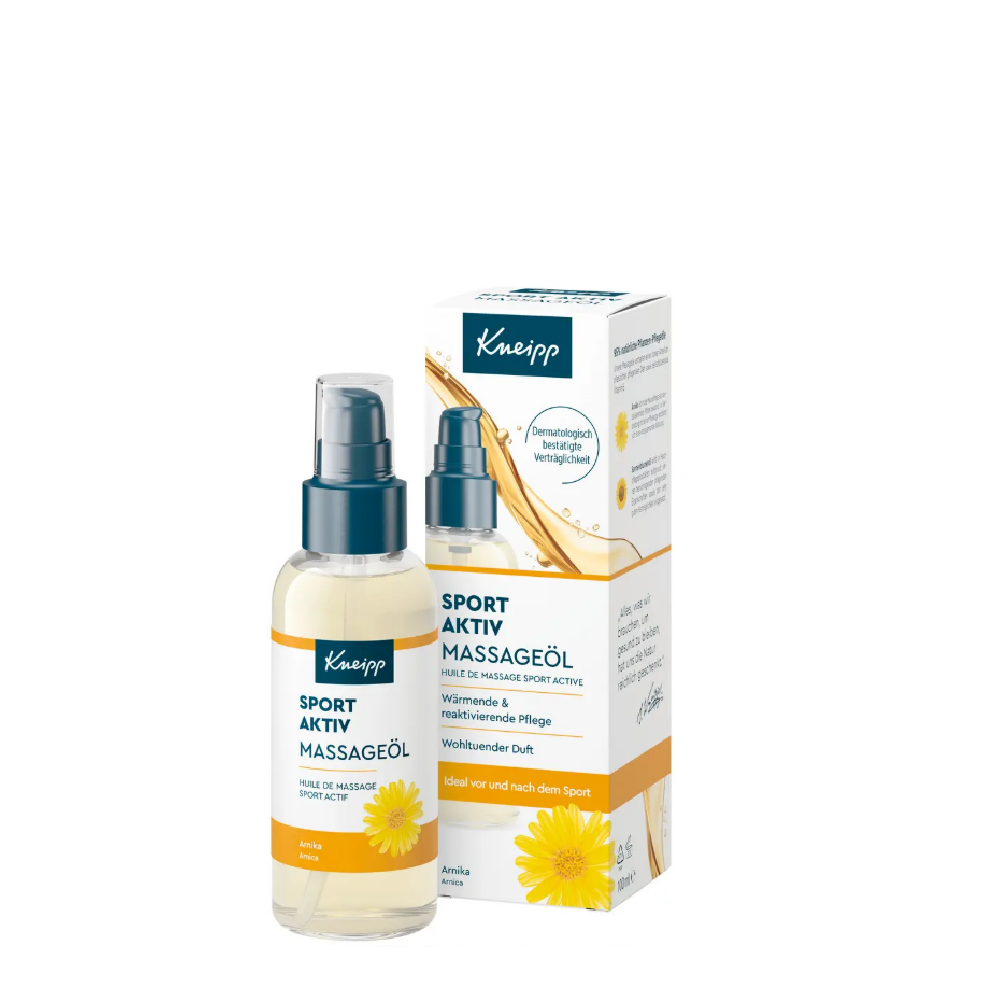 Kneipp Sport Active Massage Oil – sports massage oil for post-workout recovery and soothing muscle massage.