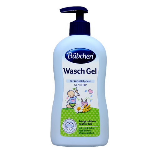 Bubchen Baby Washing Gel 400ml – gentle daily body wash for sensitive baby skin, mild cleansing gel (EAN 7613034749581)