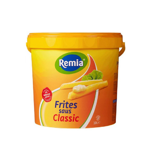 Remia Dutch Fritessauce Classic 10L – large catering bucket of creamy Dutch-style fries sauce for chips, snacks and events.