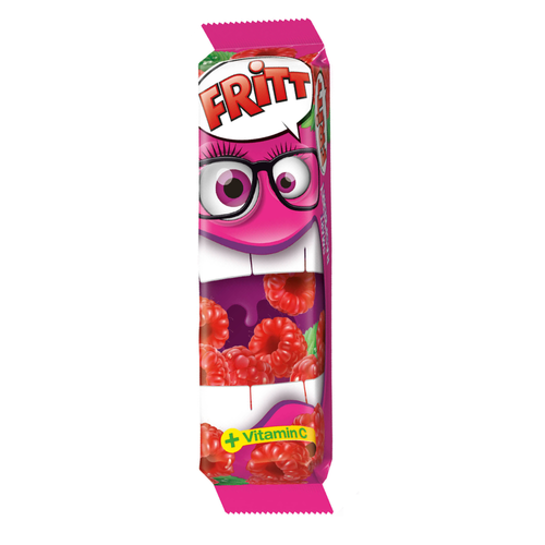 Fritt Raspberry Chewy Candy 70g with 6 individually wrapped raspberry strips