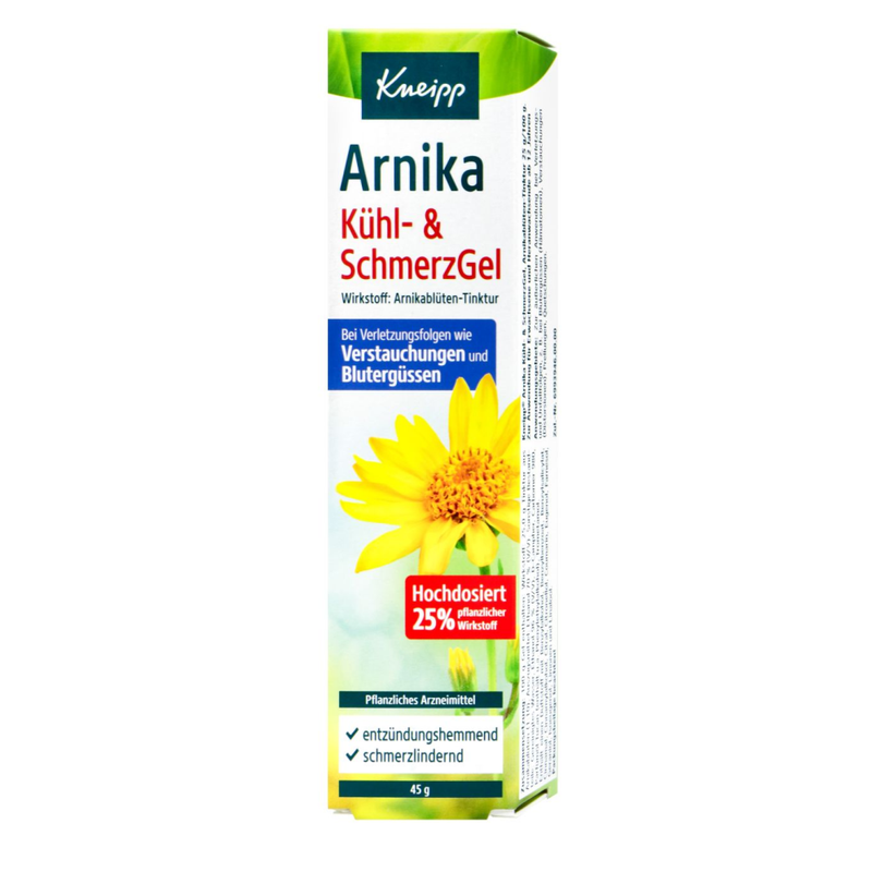 Kneipp Arnica Cooling & Pain Relief Gel 45 g tube — cooling herbal arnica gel for external use on bruises and sprains