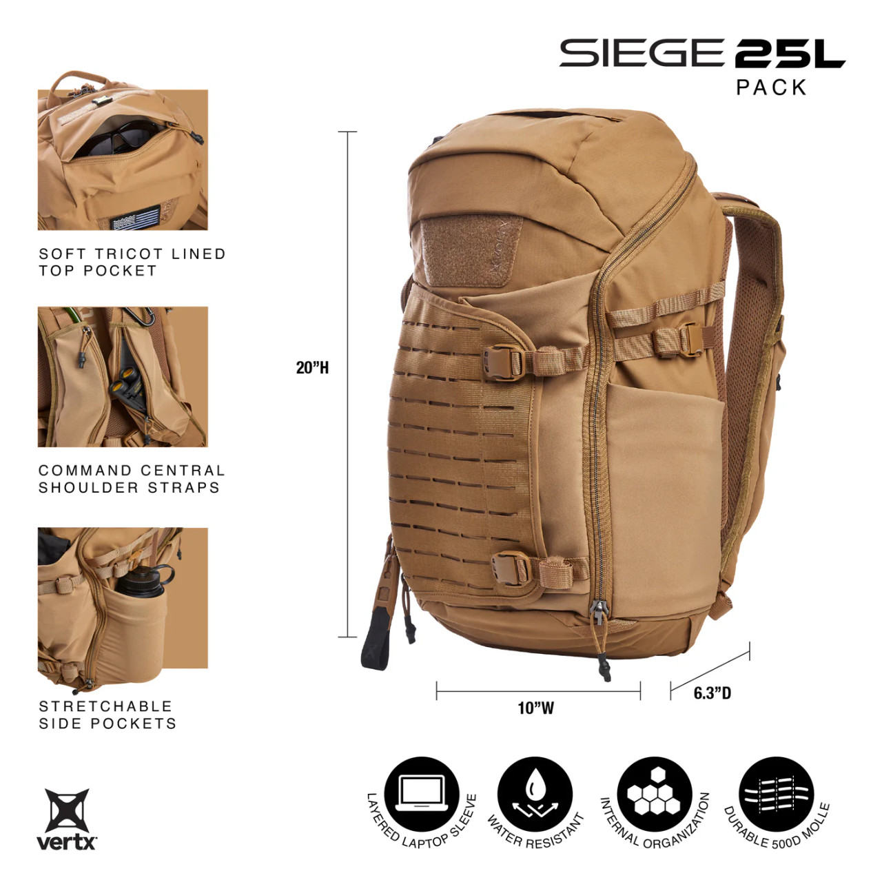 お*し様 バーテックス Vertx Siege 25L Backpack バック Siege 25L Tactical Backpack – Vertx