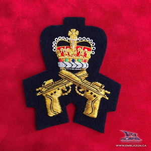 Emblazon Crossed Pistol with Crown Appointment Badge Emblazon Crossed Pistol with Crown Appointment Badge