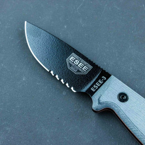 ESEE Knives Black ESEE-3 Serrated Edge w/ Coyote Sheath ESEE Knives Black ESEE-3 Serrated Edge w/ Coyote Sheath
