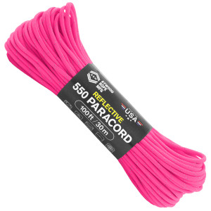Atwood Rope MFG 550 Paracord 50ft - Hot Pink REFLECTIVE Atwood Rope MFG 550 Paracord 50ft - Hot Pink REFLECTIVE