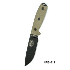 ESEE Knives Black ESEE-4 Plain Edge, Green Canvas Micarta 3D Handle, Black Sheath ESEE Knives Black ESEE-4 Plain Edge, Green Canvas Micarta 3D Handle, Black Sheath