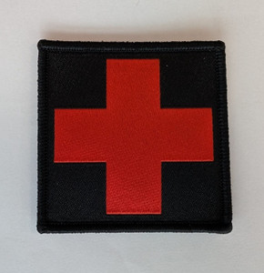 DS Tactical Custom Medic Square 2.5"x2.5" Velcro Patch (RED on BLACK)