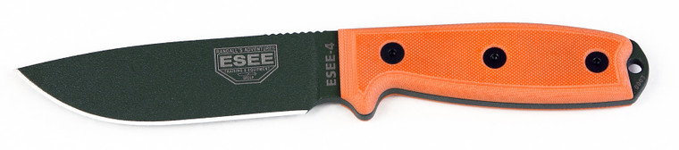 ESEE Knives OD ESEE-4 Plain Edge w/ Orange G10 Handle, Black Sheath