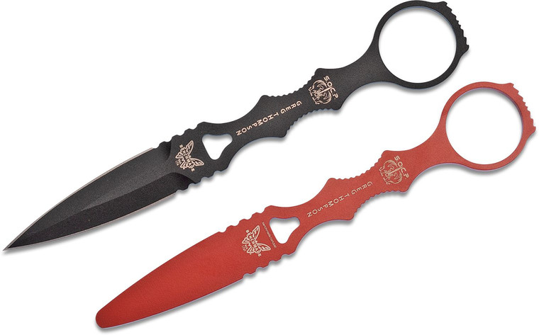 3.22" Plain Edge Black SOCP Dagger w/ Red Trainer