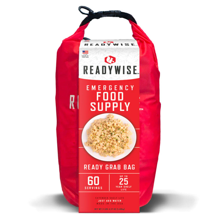 ReadyWise - READY GRAB BAG Emergency Food Supply - 60 SERVINGS + 10L Dry Bag (25yr Shelf Life)