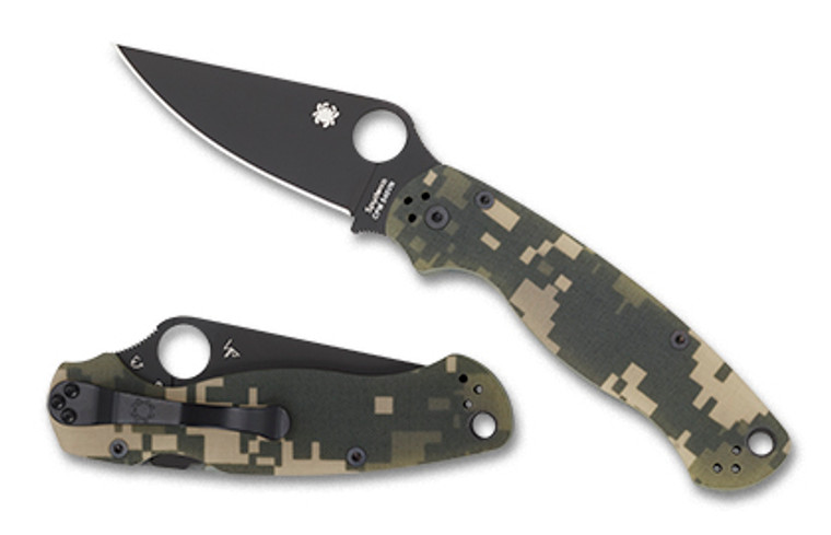 Spyderco Para Military 2 Camo Black Blade Folding Knife 2.9"