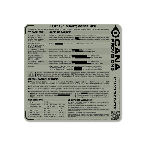 CANA Provisions - Nalgene Decal (1L/1Q)