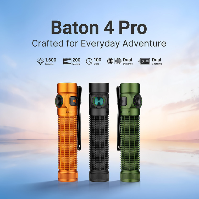 Olight - Baton 4 Pro Series - Dual Switch High Lumen Compact EDC Flashlight