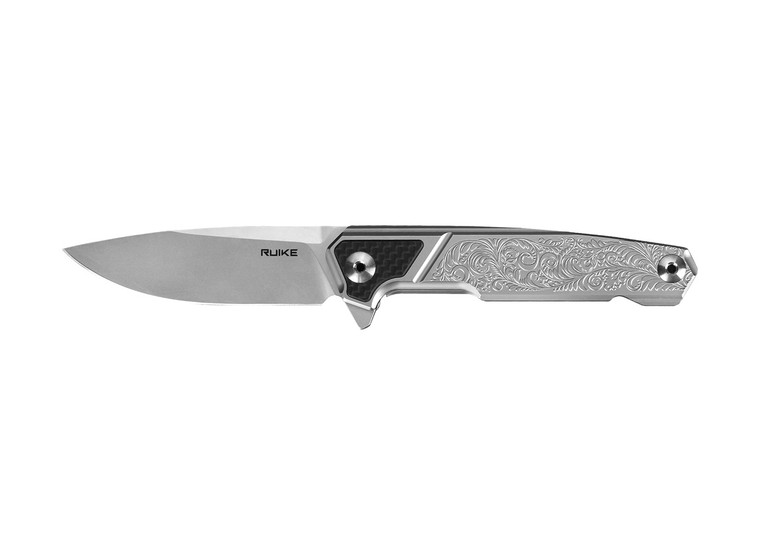 Ruike P875-SZ Honeysuckle Pattern Frame Lock Knife w/ Beta Plus Lock (3.5" Bead Blast)