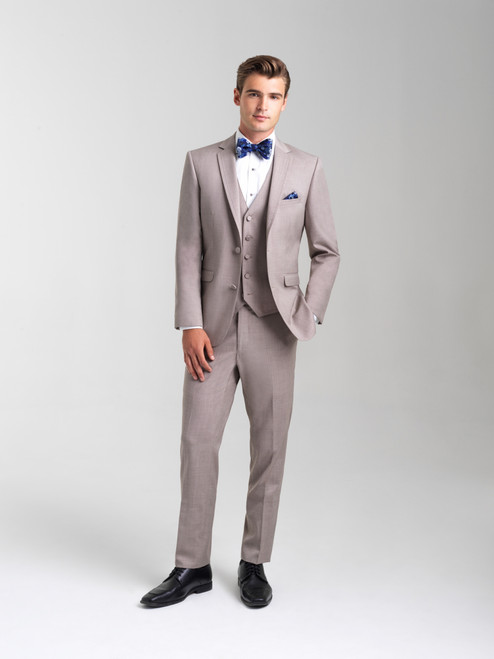 AM108  - Sand - Men's Elastic Waist Trouser - Slim Fit