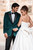 AM186 - Emerald Green - Men's Velvet Black Satin Peak Lapel Coat - Slim Fit